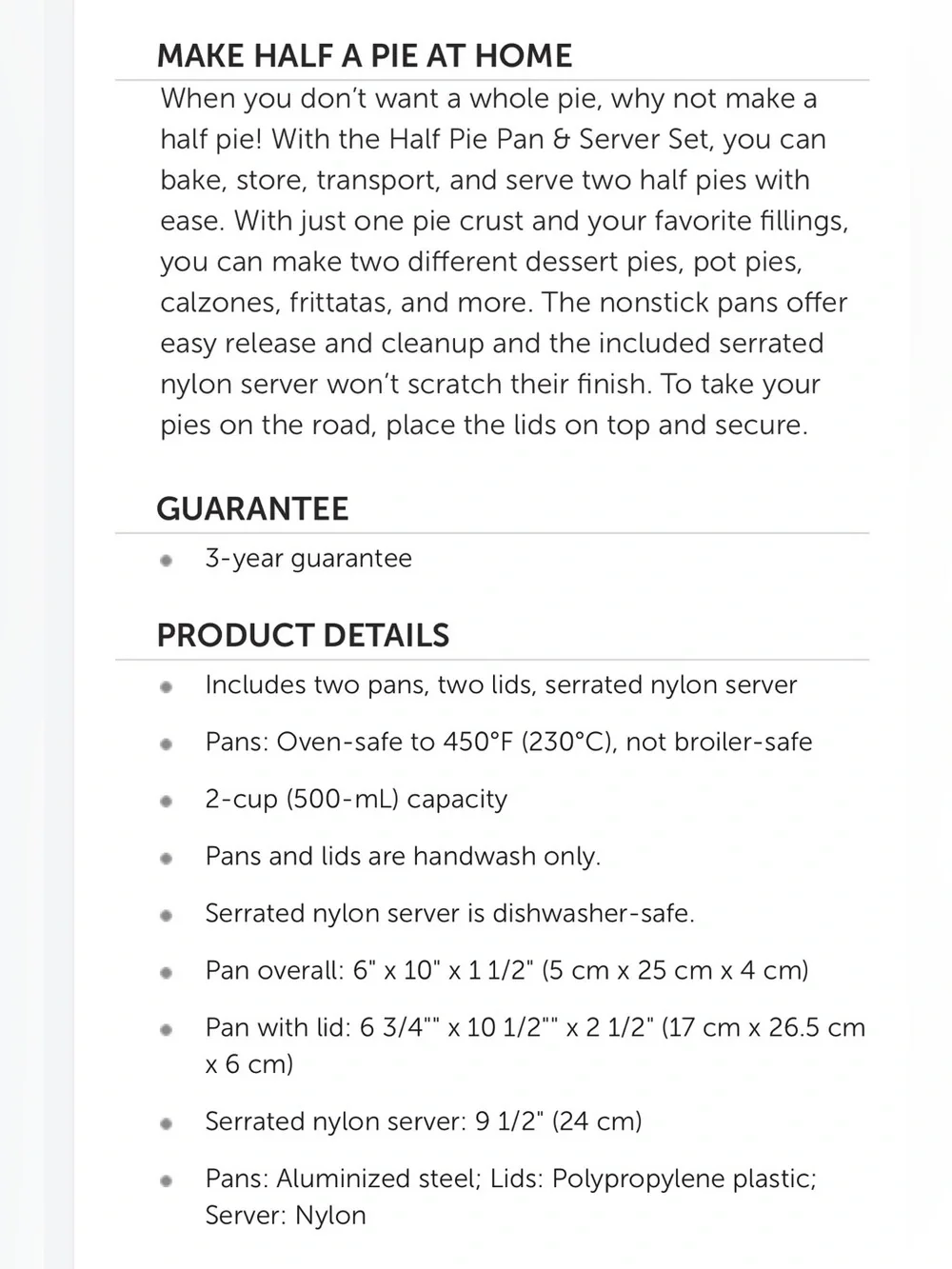 Pampered Chef Half Pie Pan & Server Set